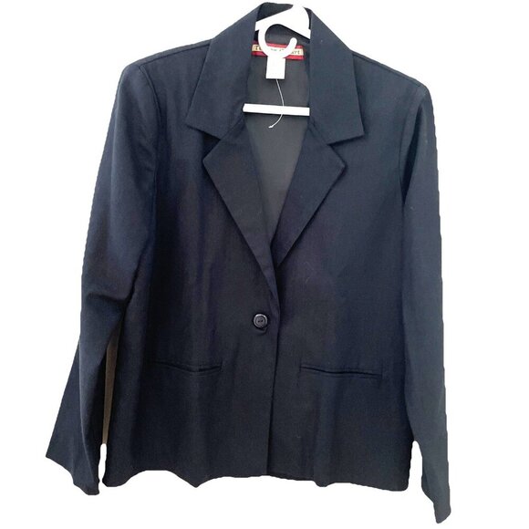 Tudor Court Linen Blend Blazer Jacker Women's Small Black Unstructured Luxury - Picture 1 of 10